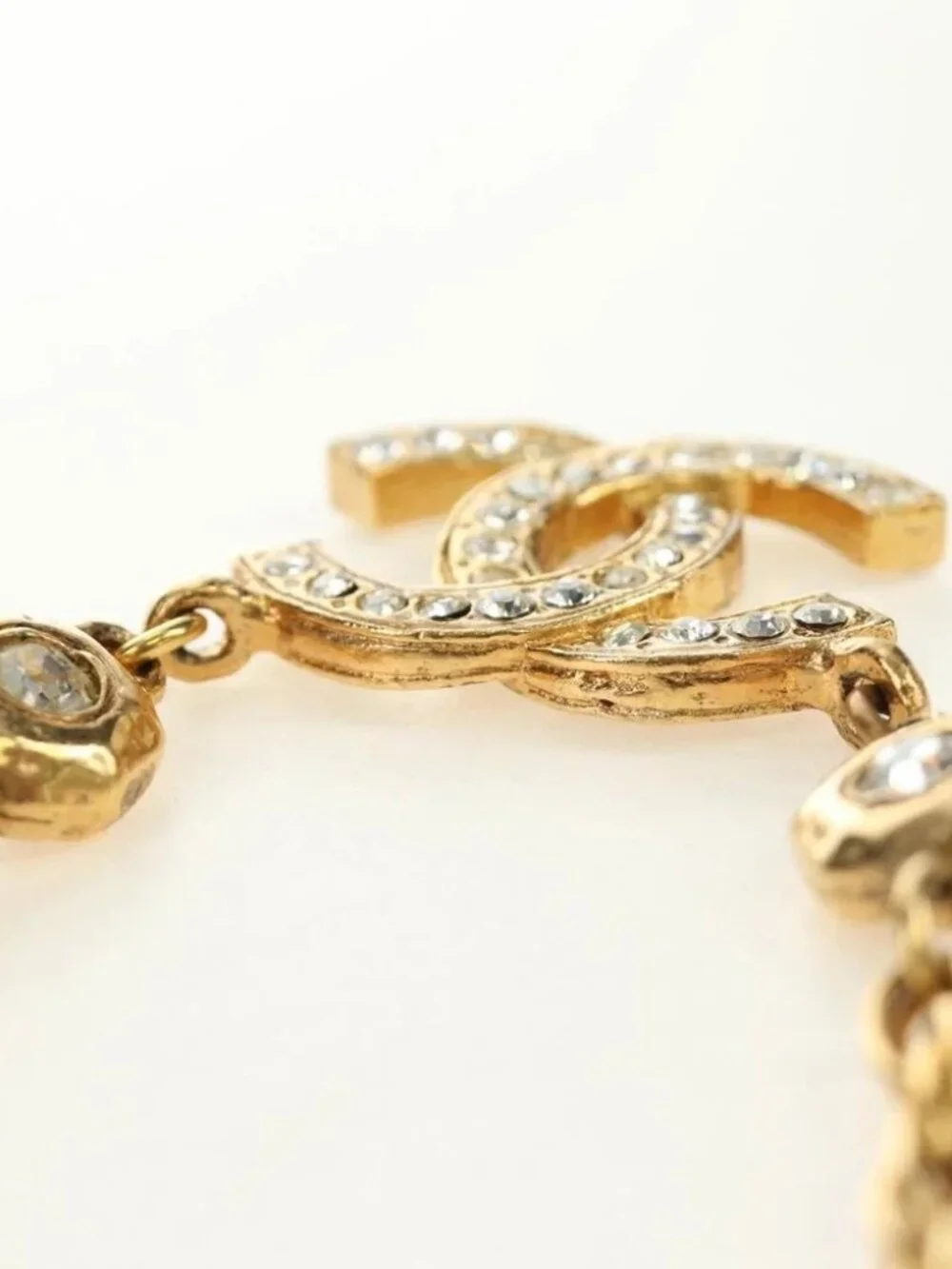 CHANEL COCO Mark Necklace metal Gold Tone CC Auth 186060M
